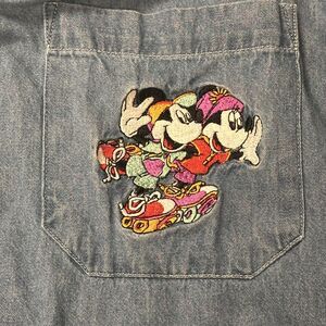VTG Disney Jerry Leigh Mickey Denim Shirt Women’s XL Button L/S Hoodie 90s Y2K‎